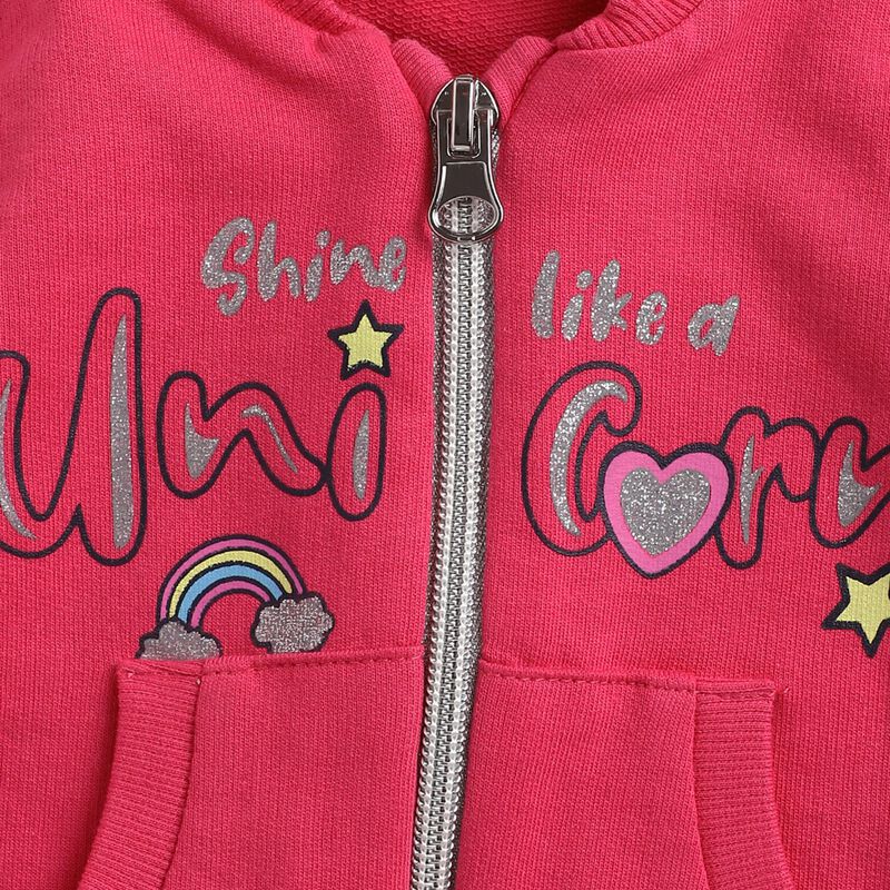 Girls Dark Pink Front Open French Terry Cardigan image number 2